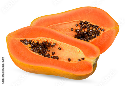 Papaya isolated on white with clipping path