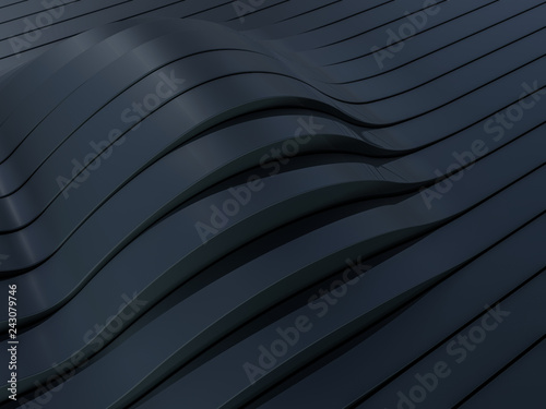 Background abstract with soft black waves. 3D