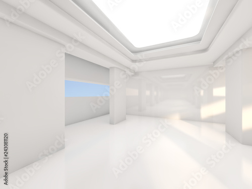 Fototapeta Naklejka Na Ścianę i Meble -  Abstract modern architecture background, empty open space interior. 3D