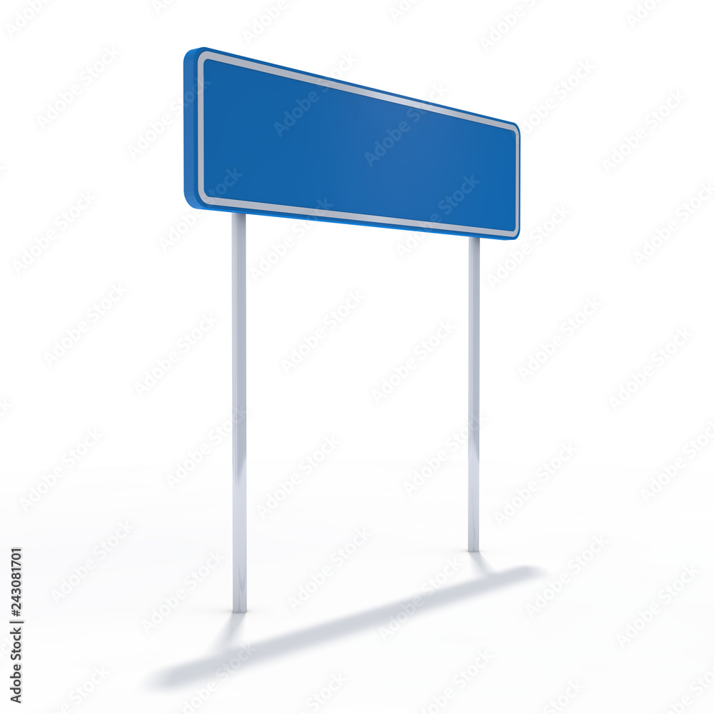 Blank blue road sign or Empty traffic signs. 3D Blank blue road sign or Empty traffic signs. 3D