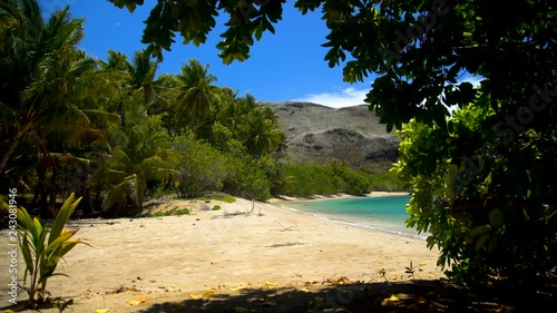 Tahuata deserted ocean beach lush vegetation Marquesas Pacific photo