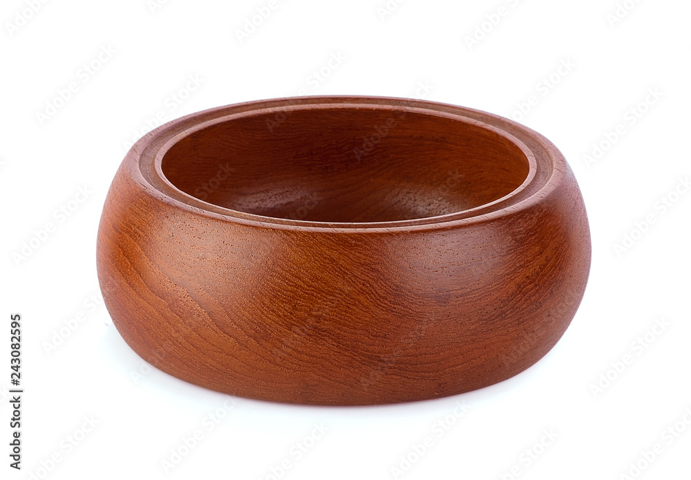 empty wood bowl on white background empty wood bowl on white background