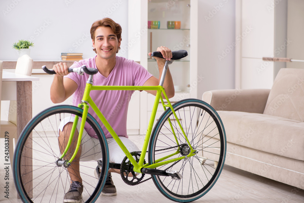 Student commuting to university using cycle