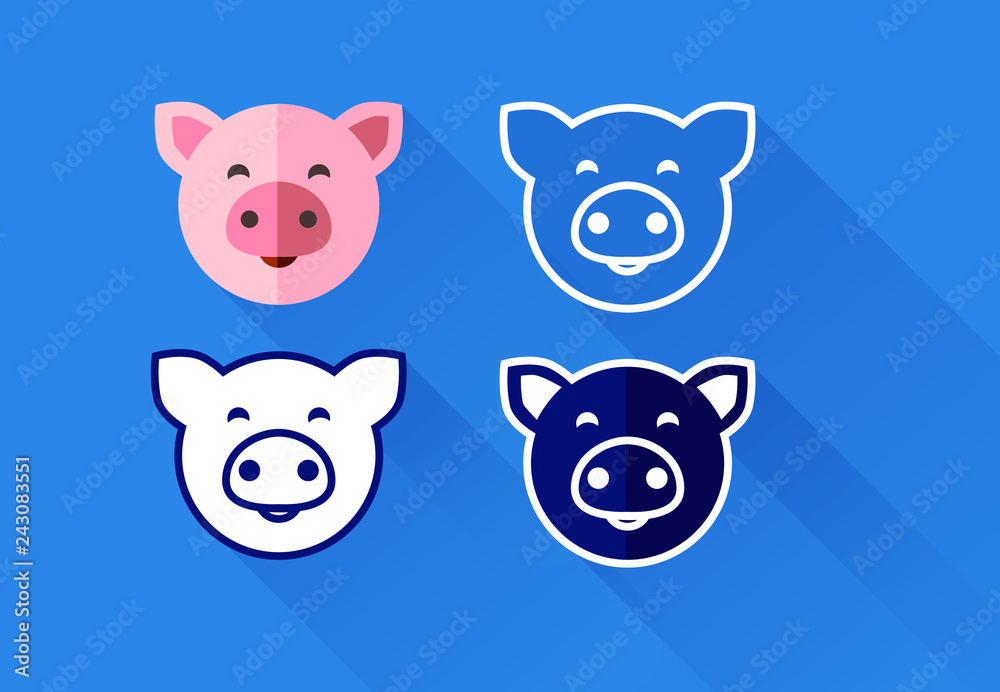 Flat pig icon Flat pig icon