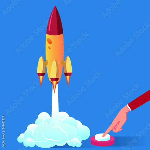 Press the button to start the rocket