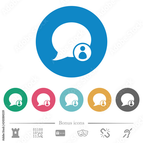 Blog comment sender flat round icons photo