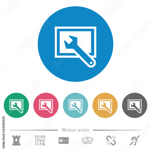 Screen settings flat round icons photo