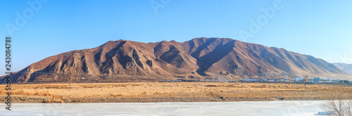 View of the North Korean territory Tumen or Tumangan River in Tumen city province Jilin of China.