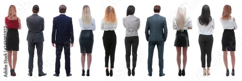 rear view.a group of young business people looking forward