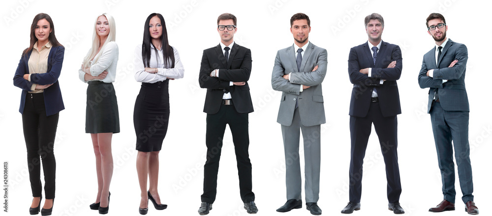 group of successful business people standing in a row.
