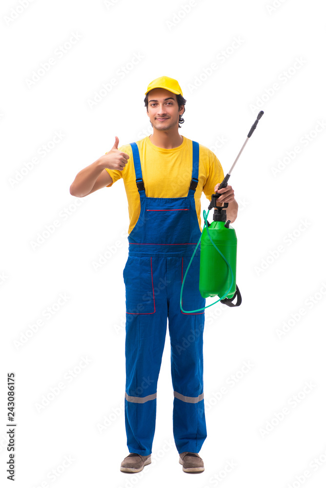 Pest control contractor isolated on white background Pest control contractor isolated on white background