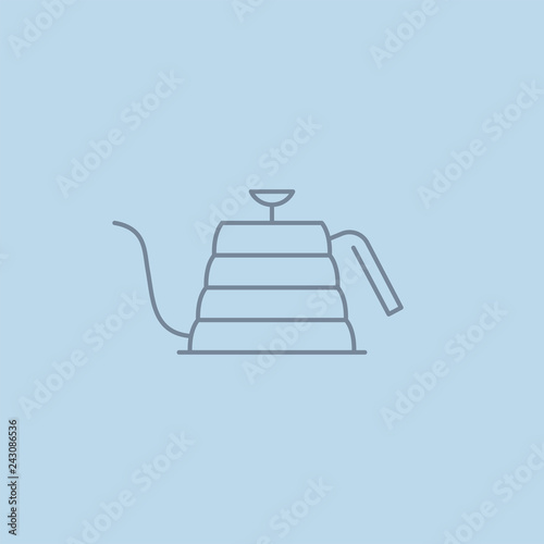 Coffee icon and linear coffeeshop badge in outline style with trendy thin line emblem for cafe sign, coffee house, the symbol for the app.