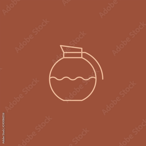 Coffee icon and linear coffeeshop badge in outline style with trendy thin line emblem for cafe sign, coffee house, the symbol for the app.