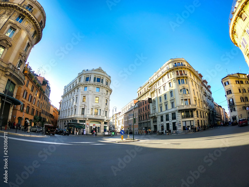 Photography The Beautiful Intersection and Buildings in Rome