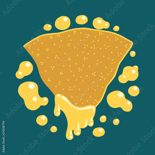 Cheesy nacho illustration with place for text