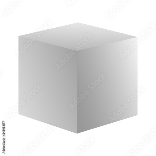 White gradient vector cube. Vector icon stock illustration
