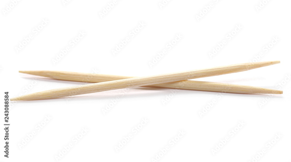 Wooden toothpicks, macro isolated on white background Wooden toothpicks, macro isolated on white background