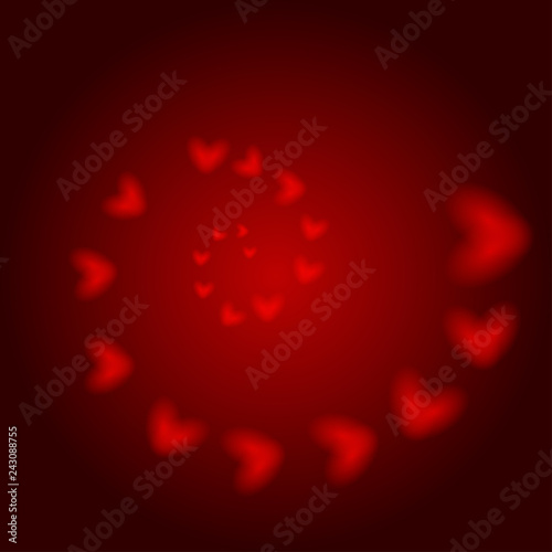 Valentine's Day background. Shining red heart on a black background