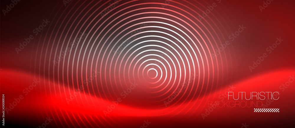 Neon circles abstract background, shiny lines Neon circles abstract background, shiny lines