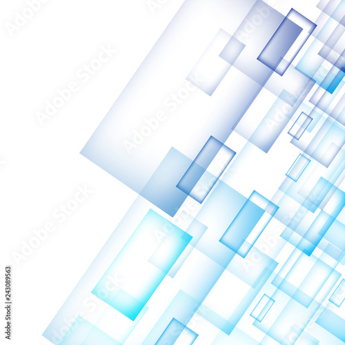 Fototapeta Naklejka Na Ścianę i Meble -  Abstract technology diagonally overlapped geometric squares shape blue colour on white background