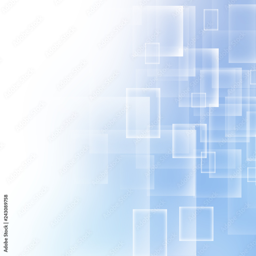 Abstract technology diagonally overlapped geometric squares shape blue colour on white background