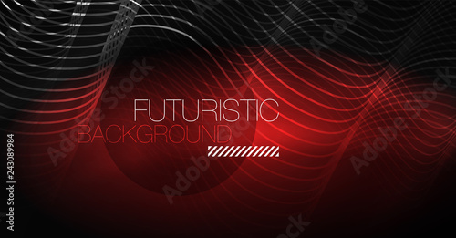 Neon lines wave background. Abstract composition