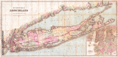 Old Map of Long Island, 1880, Colton photo