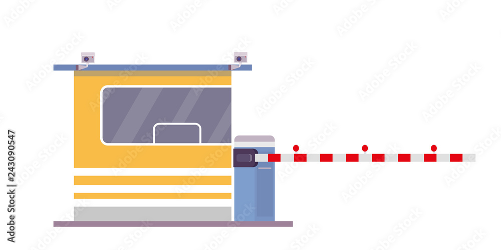 Security cabin and gate,isolated on white background Stock Vector ...