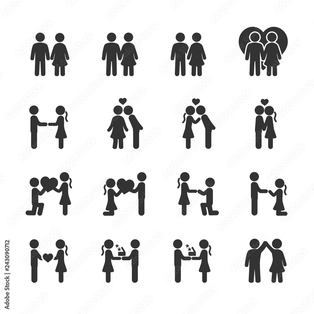 Vector set of loving couple icons. Vector set of loving couple icons.