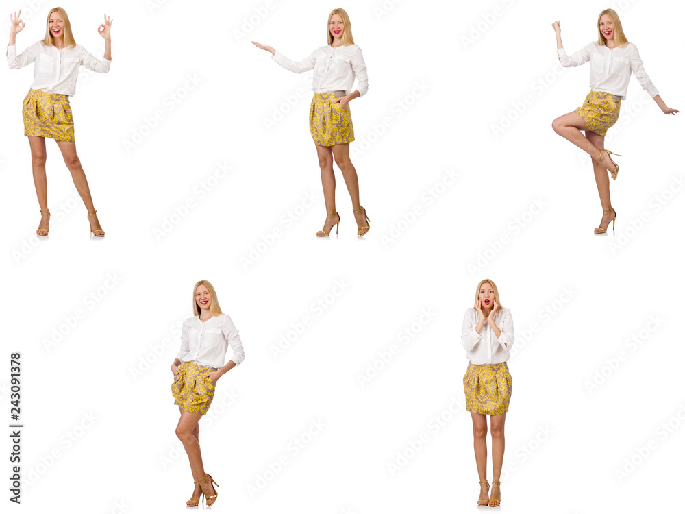 Collage of woman in fashion look isolated on white Collage of woman in fashion look isolated on white