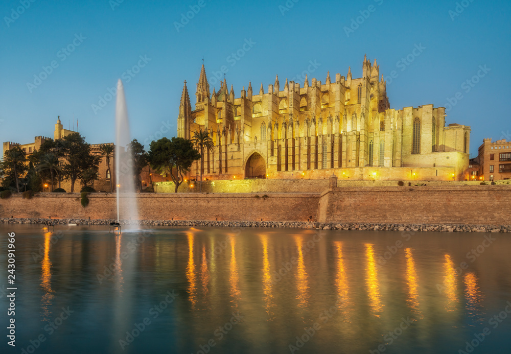 View of the Cathedral in Palma de Majorca, Balearic islands, Spain
