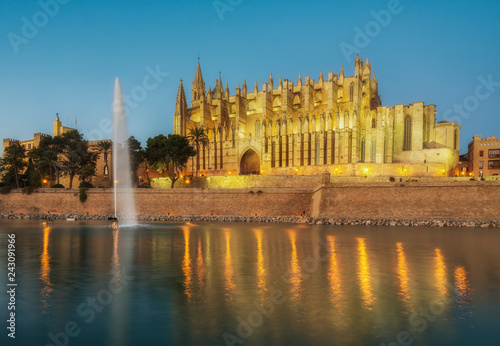 View of the Cathedral in Palma de Majorca, Balearic islands, Spain