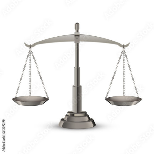 Scales of justice on plain background, vector illustration