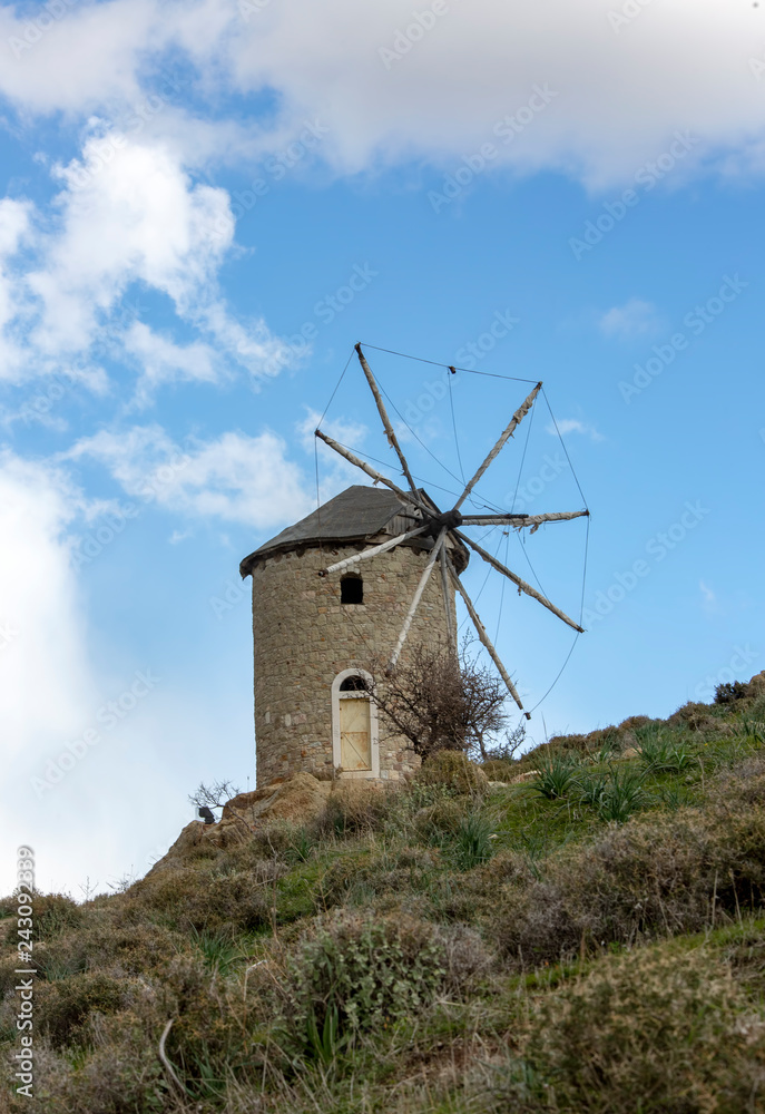 Travel concept photo; Turkey Izmir Foca windmill