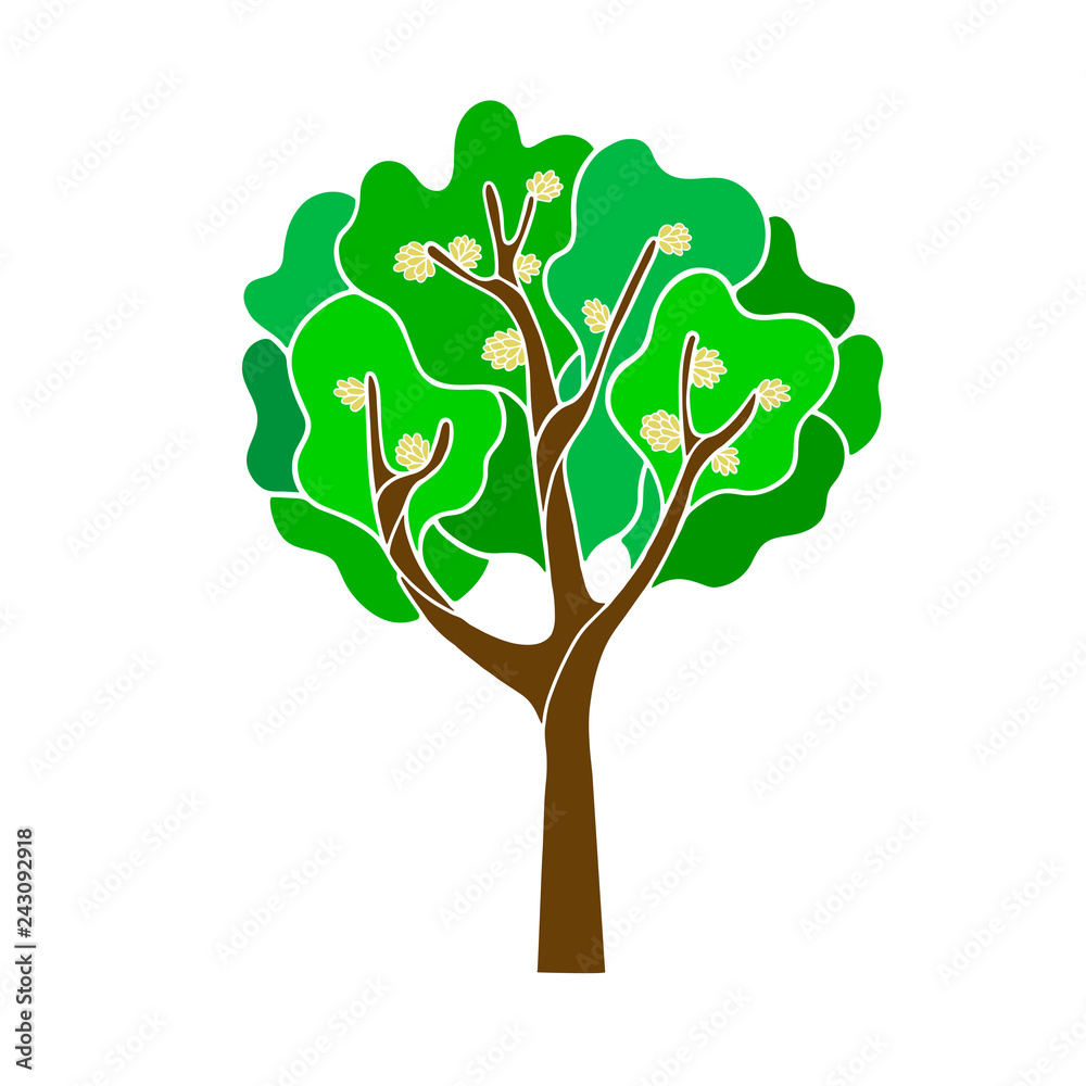 Green Spring Tree on white background. Isolated icon. Vector illustration. Green Spring Tree on white background. Isolated icon. Vector illustration.