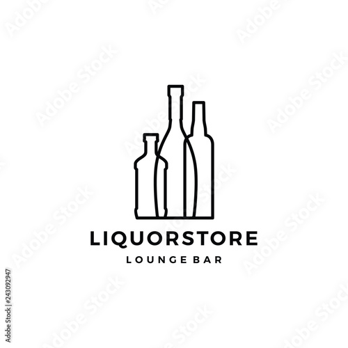 liquor store shop cafe beer wine logo vector icon illustration