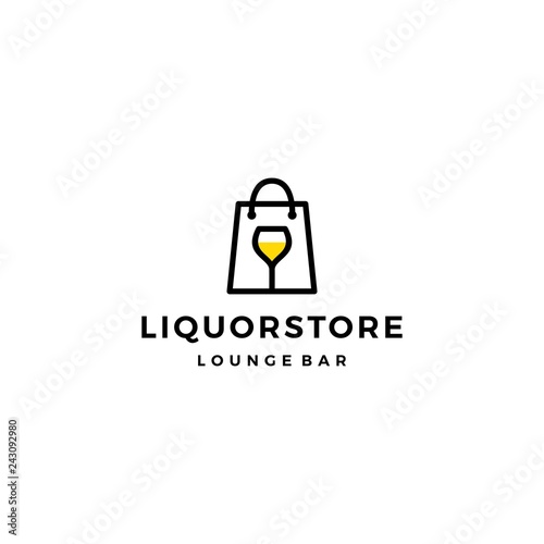 liquor store shop cafe beer wine logo vector icon illustration