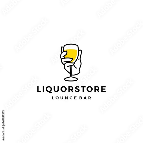 liquor store shop cafe beer wine logo vector icon illustration