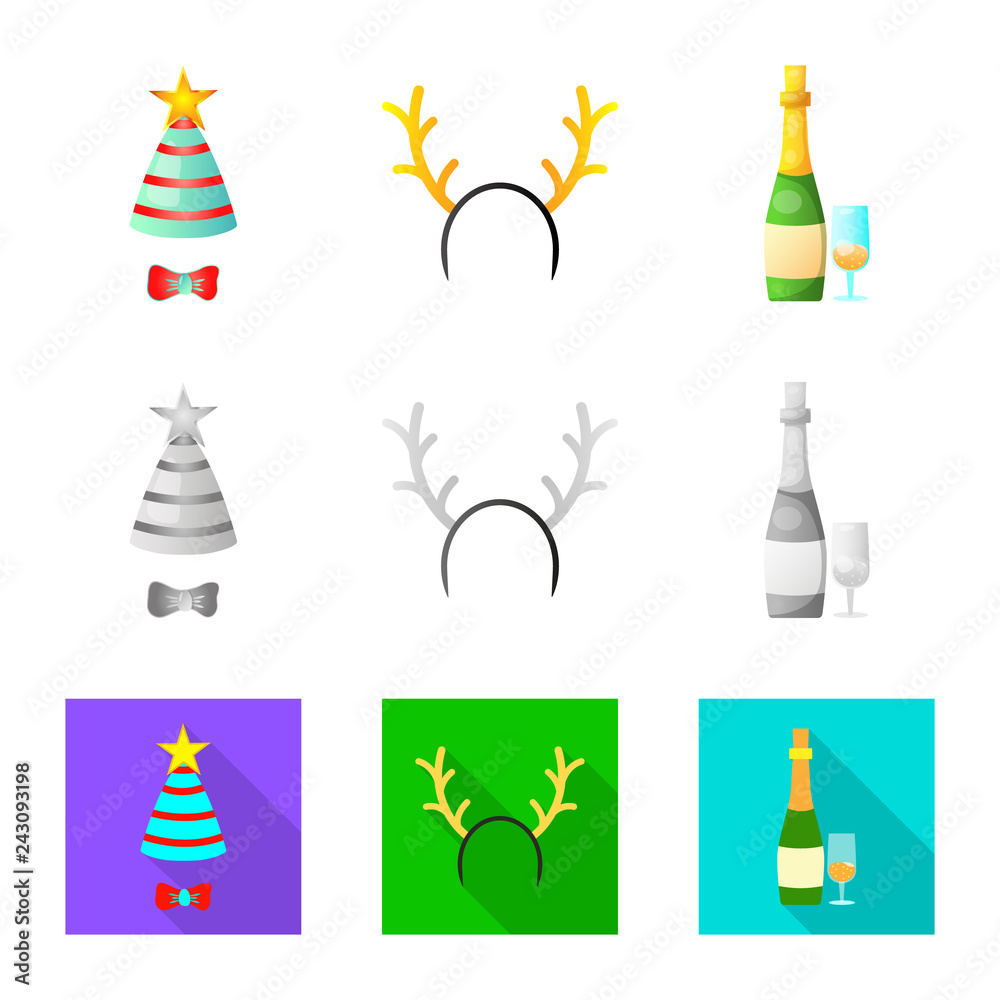 Vector illustration of party and birthday icon. Set of party and celebration vector icon for stock. Vector illustration of party and birthday icon. Set of party and celebration vector icon for stock.