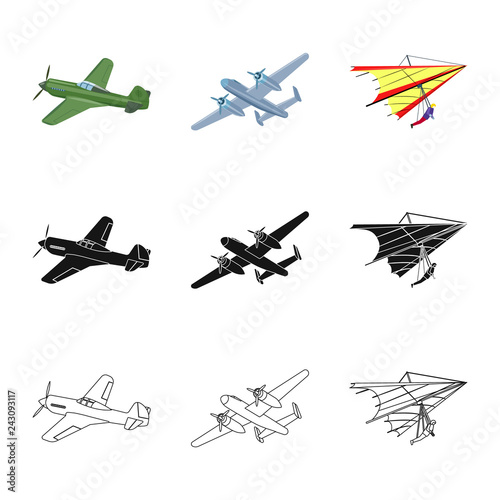 Vector design of plane and transport icon. Collection of plane and sky vector icon for stock. © Svitlana