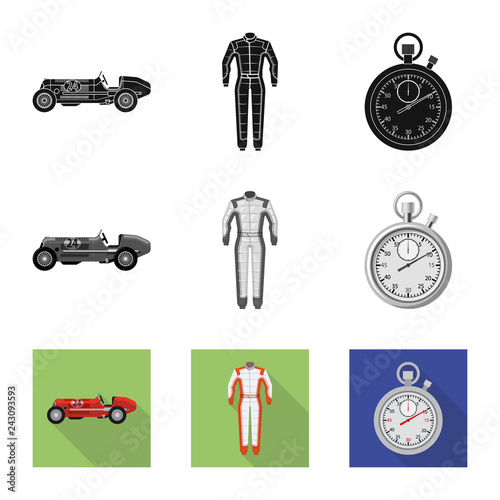 Vector design of car and rally icon. Collection of car and race stock vector illustration.