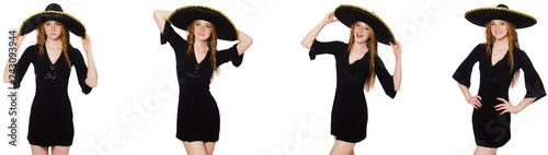 Young redhead lady in black dress with black sombrero  © Elnur