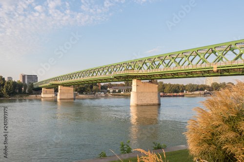 Sitting by the river Danube and enjoying the view, Bratislava, Slovakia