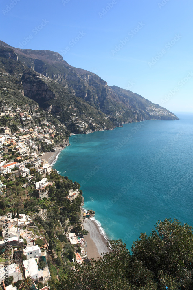 view of Amalfi coast and Positano, Italy
