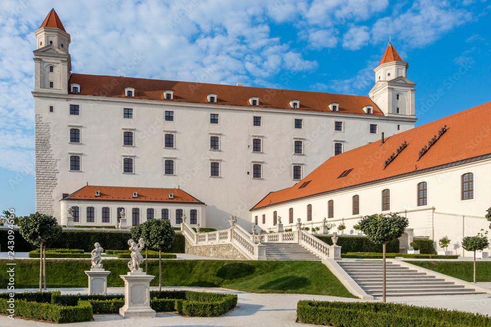 BRATISLAVA, SLOVAKIA - AUGUST 20, 2018: Bratislava castle in heart of Bratislava city, Slovakia