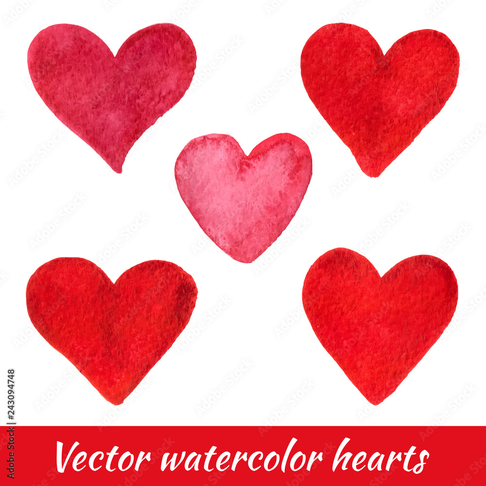 Set of artistic hand drawn hearts isolated on a white background. Vector illustration