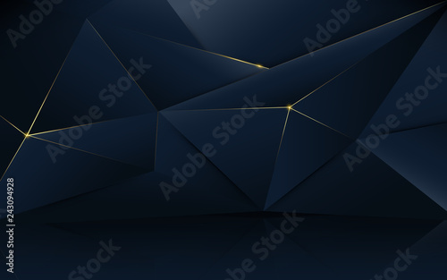 Abstract polygonal pattern luxury dark blue with gold