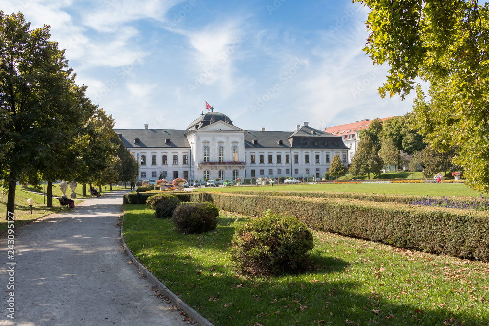The presidential palace and presidential garden in Bratislava, Slovakia