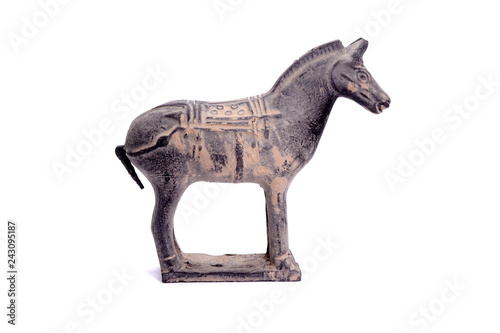 Terracotta Army sculptures of Qin Emperor of China : Horse. Isolated on white background. photo