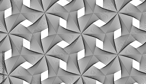 Guilloche vector seamless pattern. Micro print. Black and white background with thin lines 